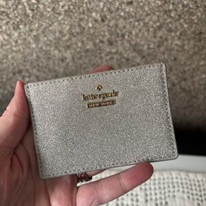 kate spade Metallic Glitter Card Holder - Silver used condition